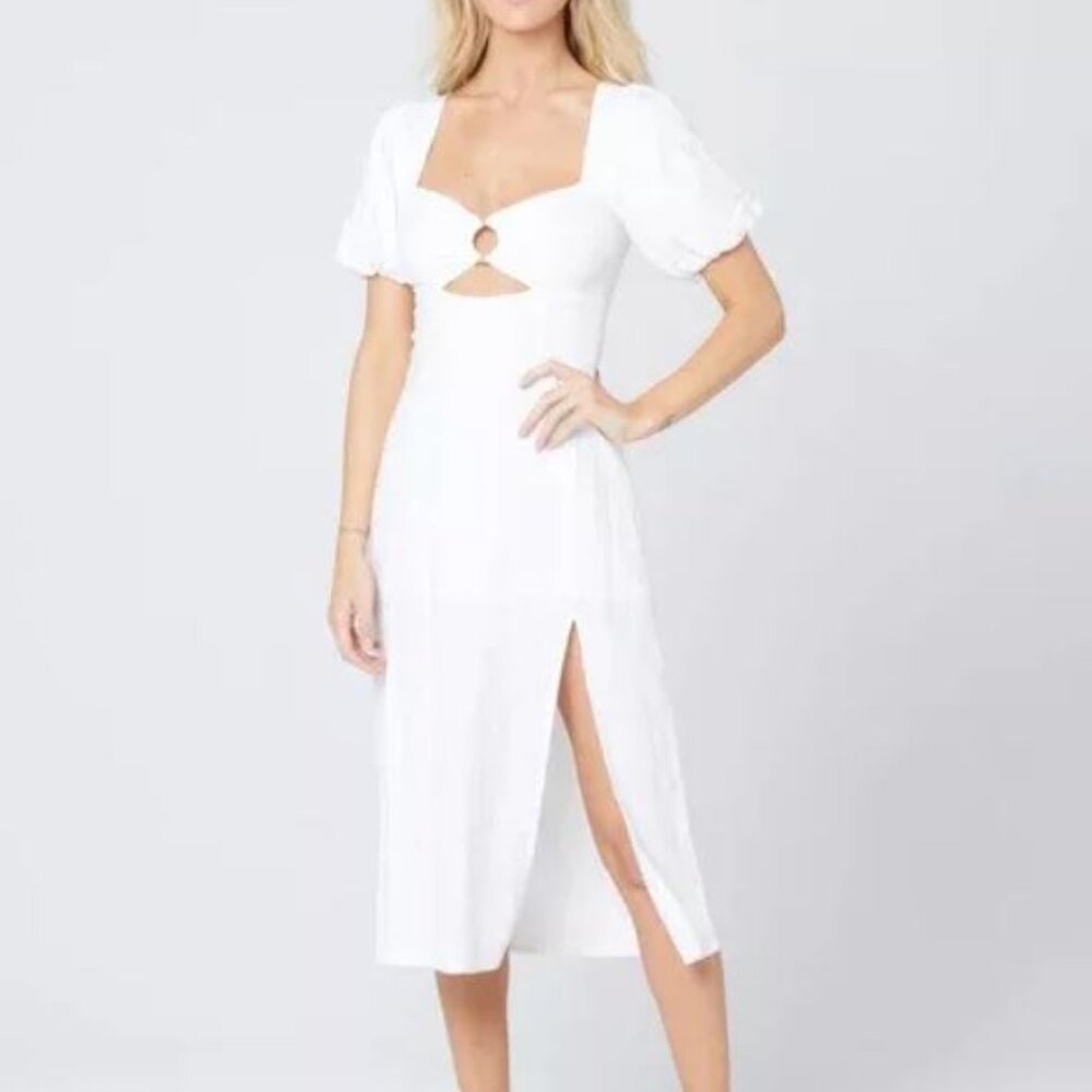 Mahina White Summer Resort Midi Cutout Dress